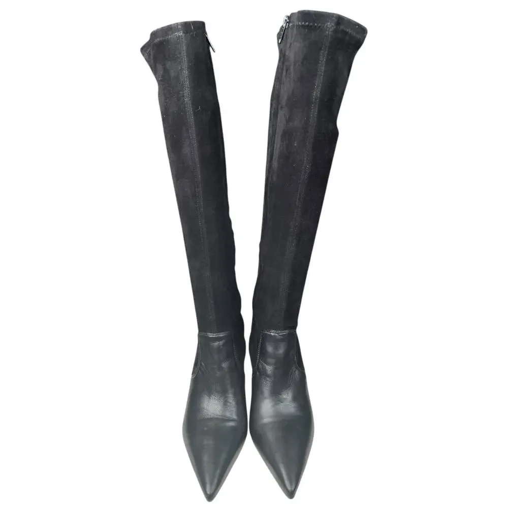 Tory Burch Women’s Georgina Black Leather Stretch Pointed Toe Boot Size US 8.5
